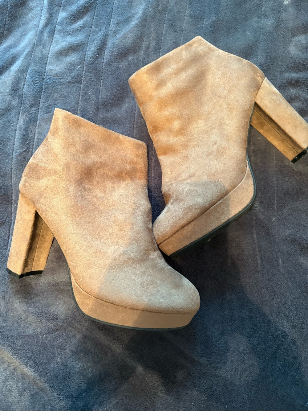 Forever Link Taupe Suede Platform Ankle Boots